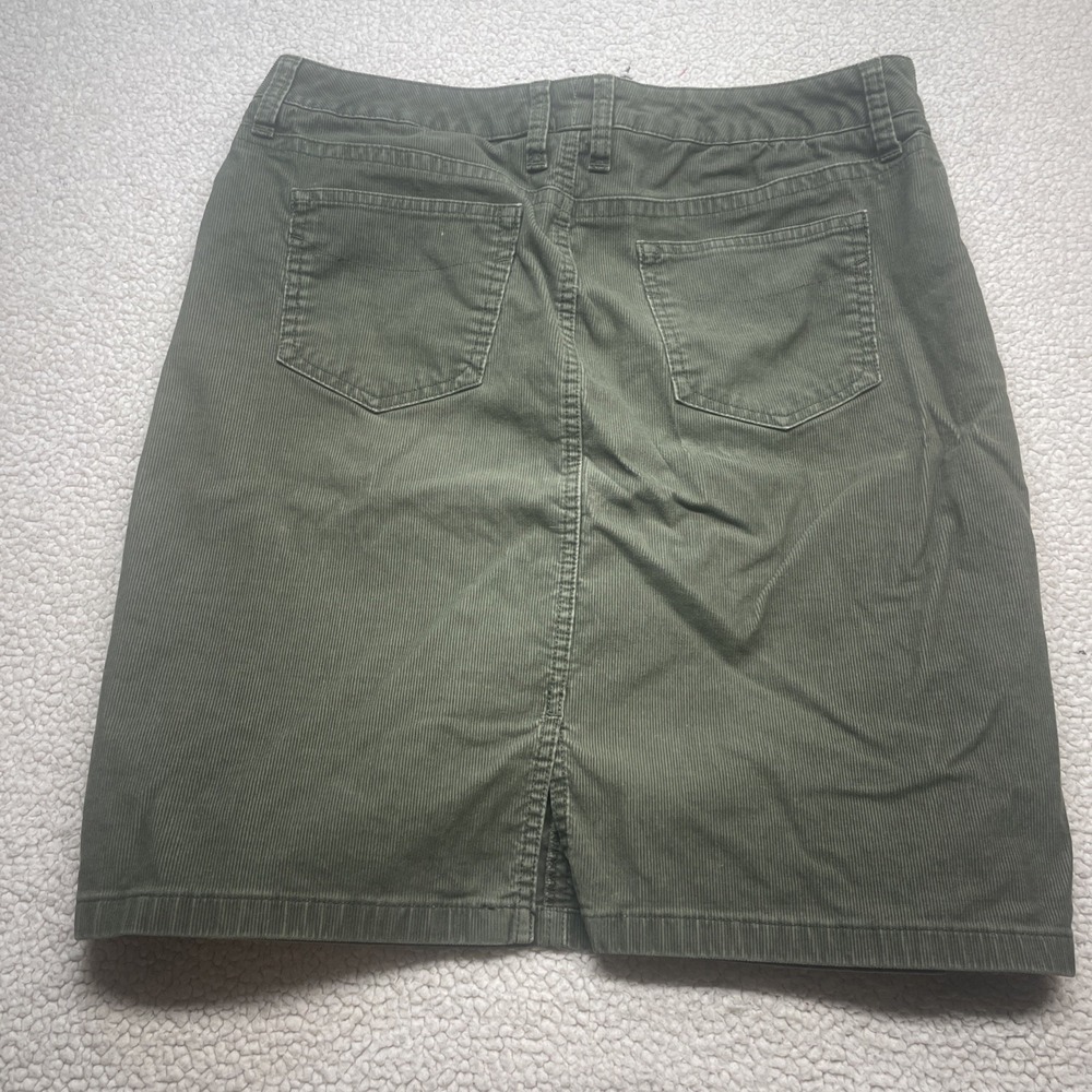 L.L.Bean‎ Skirt Womens 12 Green Favorite Fit Corduroy Straight Knee Length 0705 - Picture 5 of 7